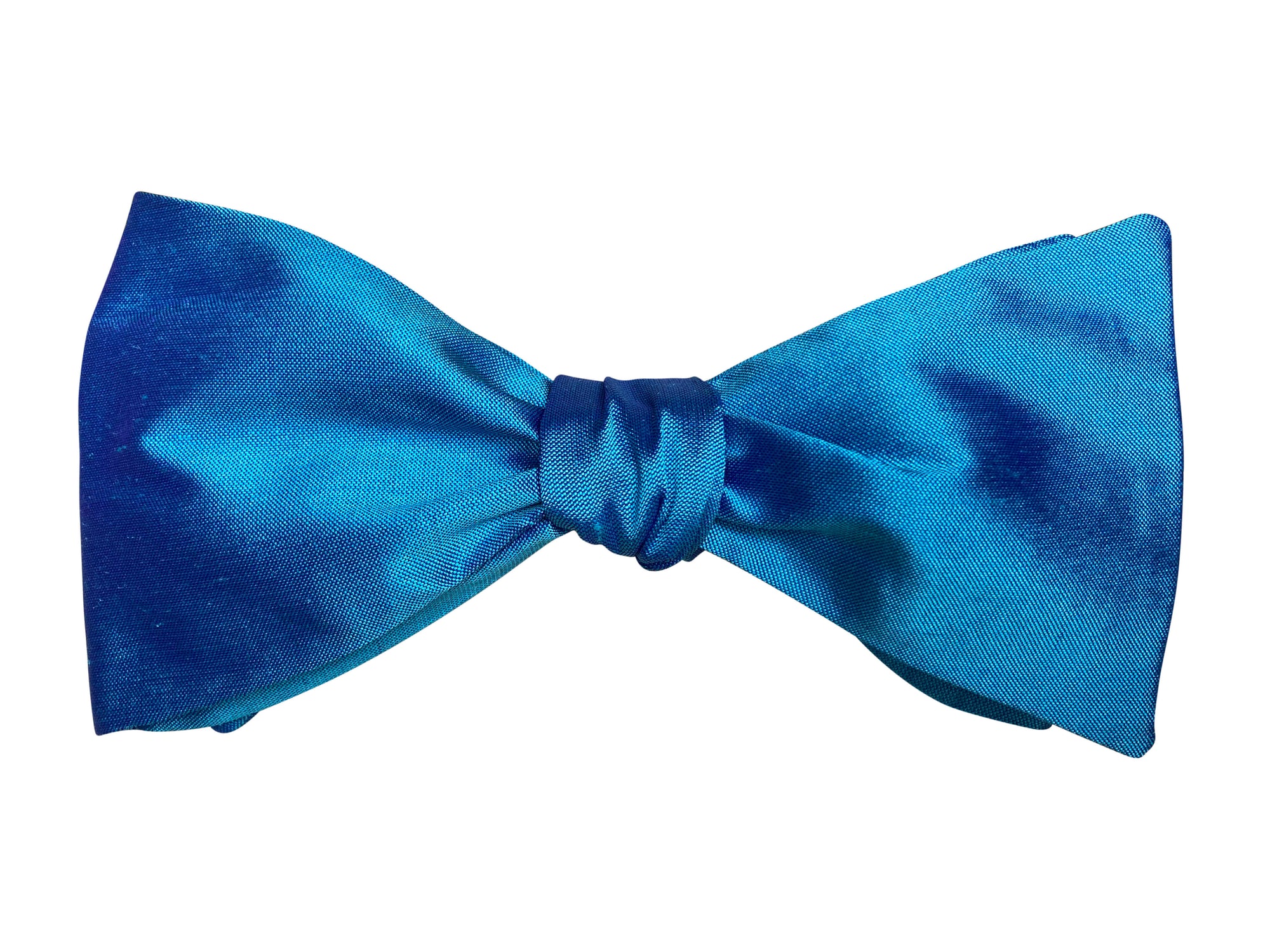 Atlantic blue silk self tie bow tie