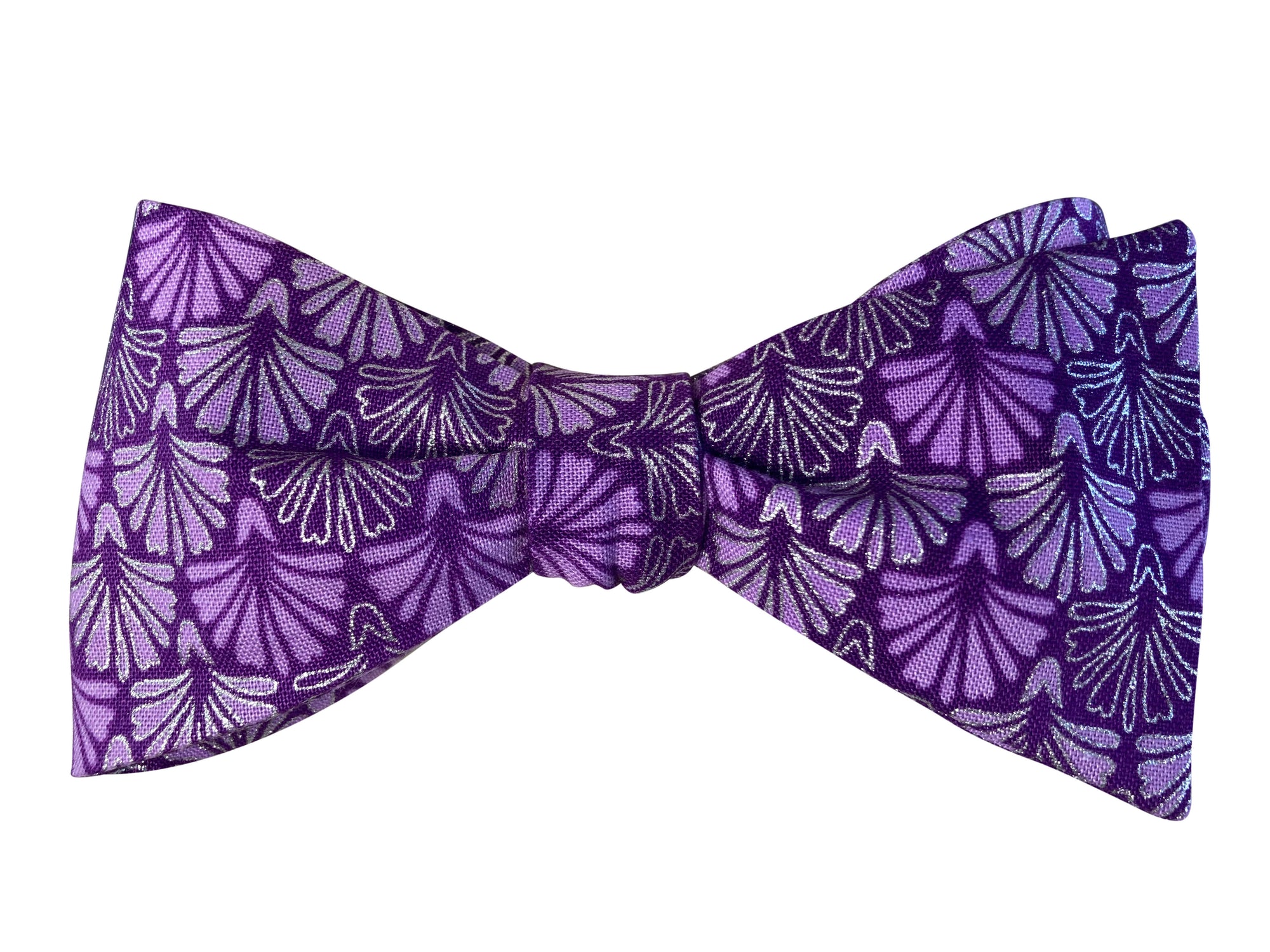 Purple and silver bridgerton style self tie bow tie