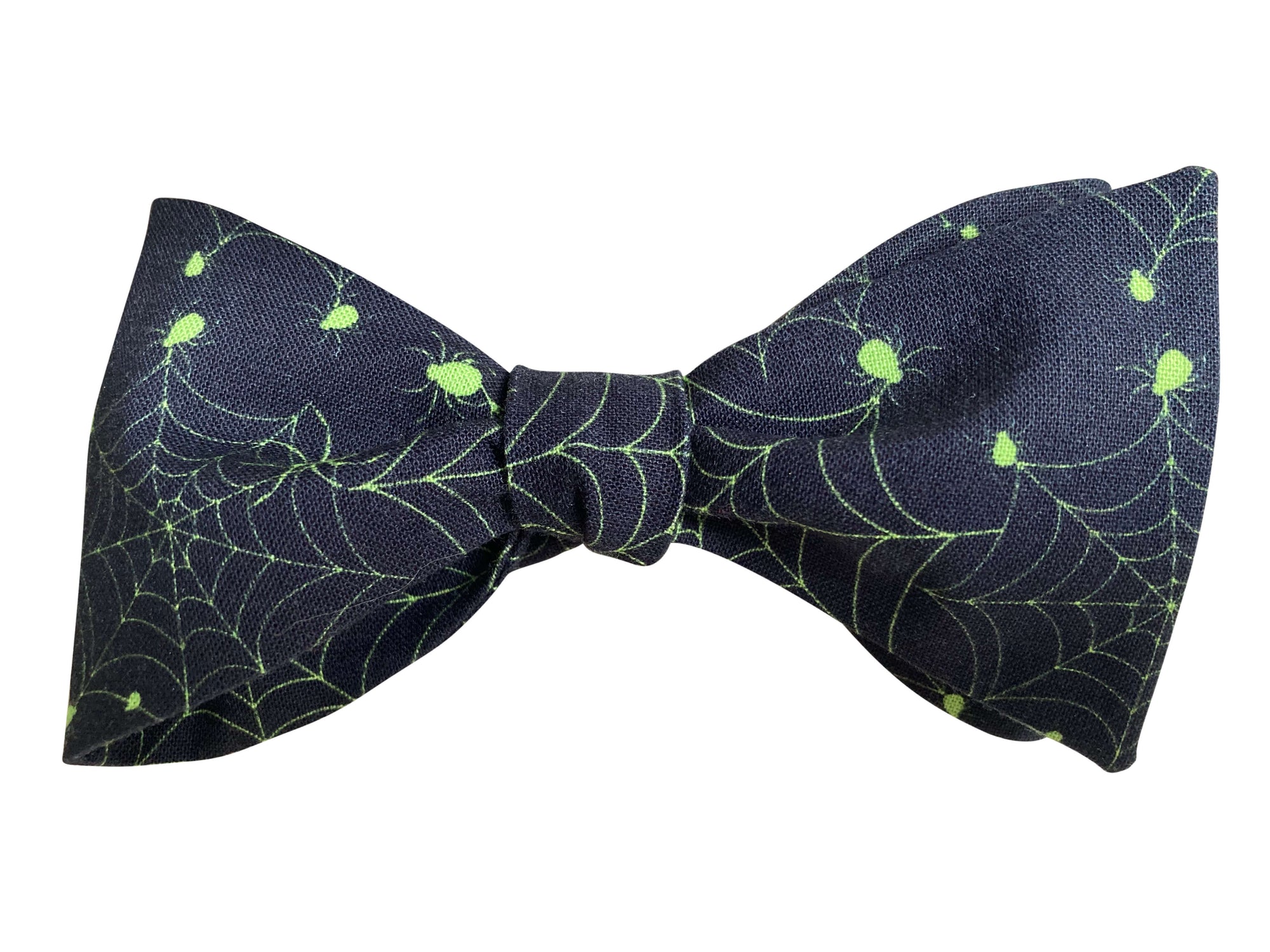 black and green spiders and webs self tie bow tie
