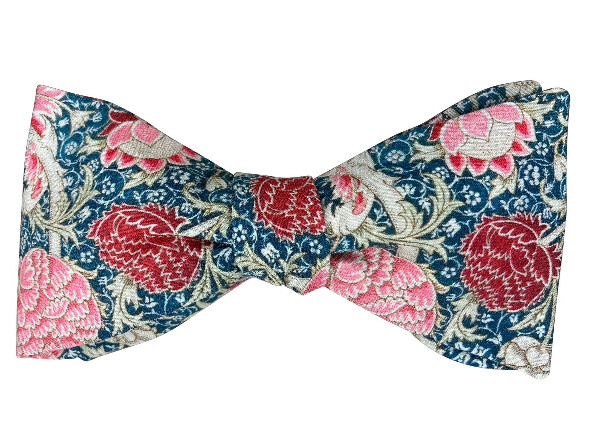 teal and coral floral self tie bow tie