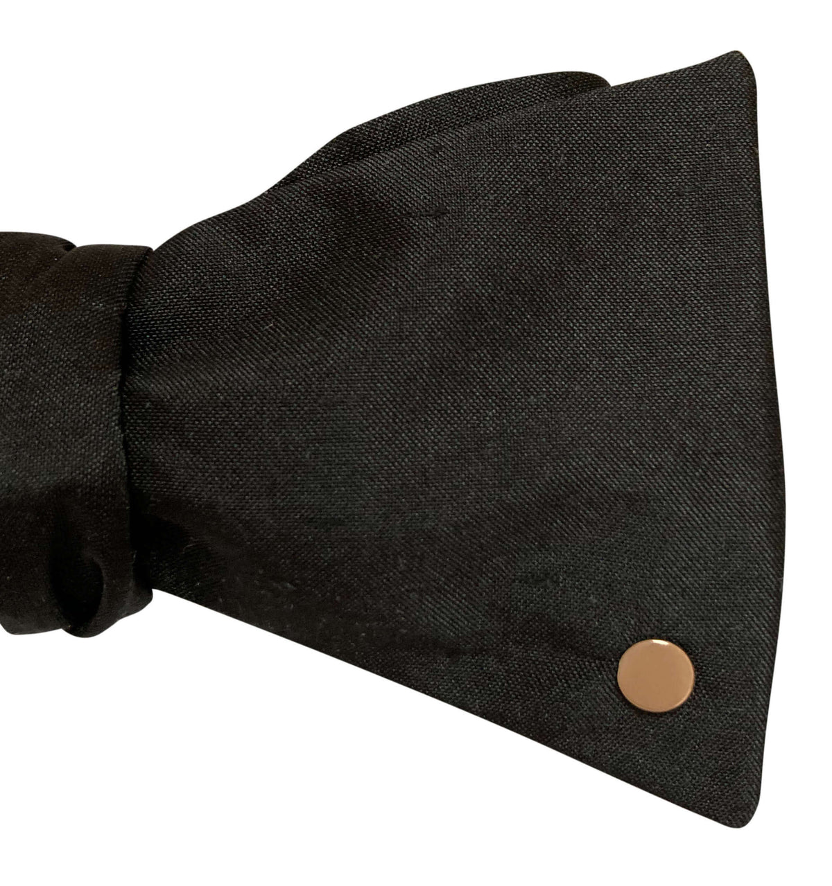 Black Silk Bow Tie with 9ct Rose Gold Disc
