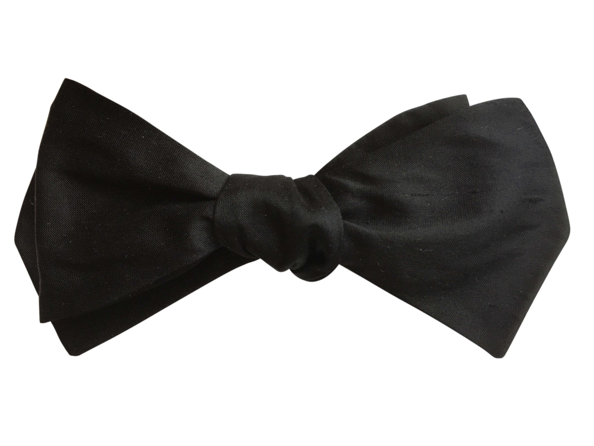 Black Silk Diamond Point Self-Tie Bow Tie