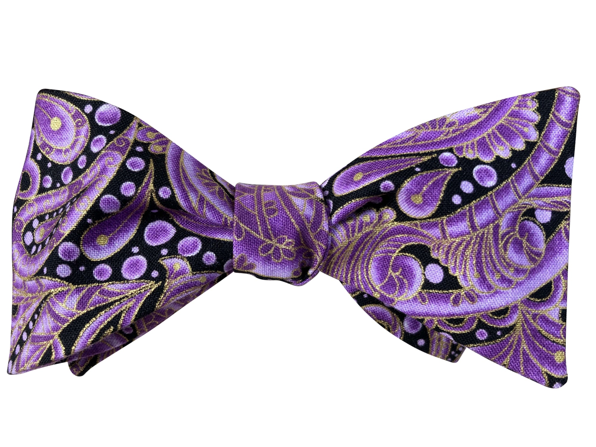purple paisley and bubbles self tie bow tie