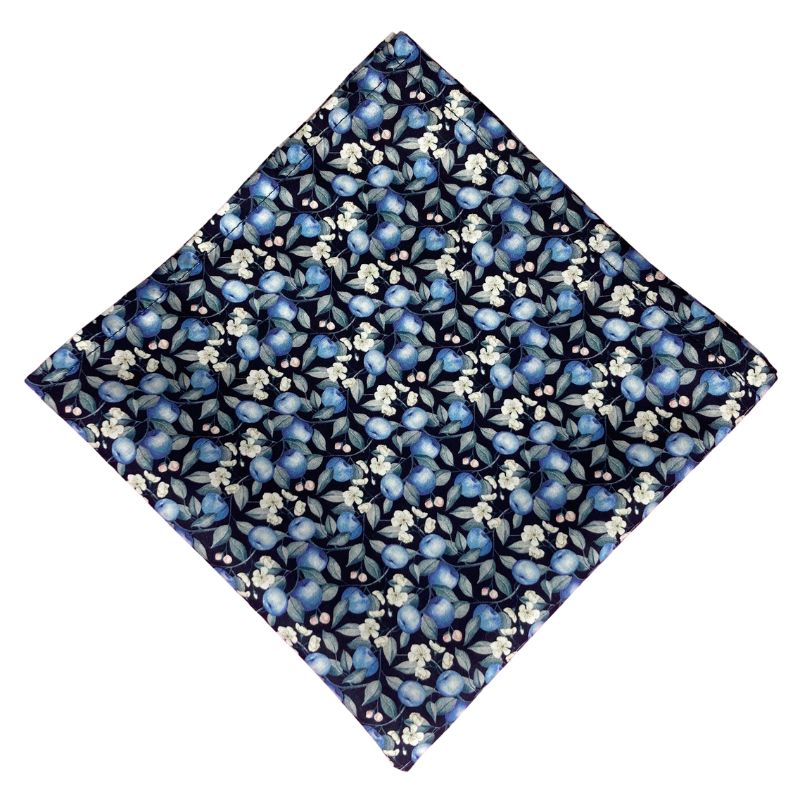 liberty print blue fruit orchard pocket square