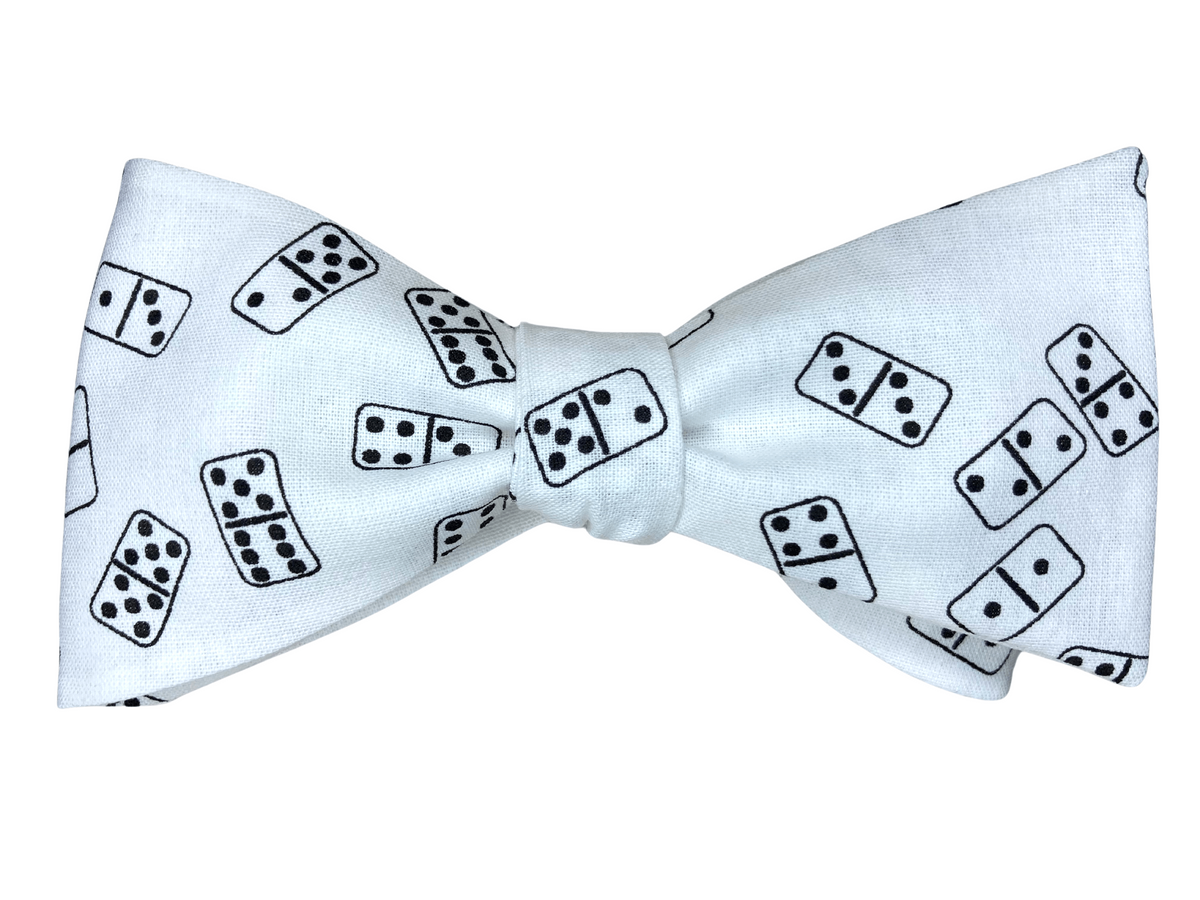 black and white dominoes self tie bow tie