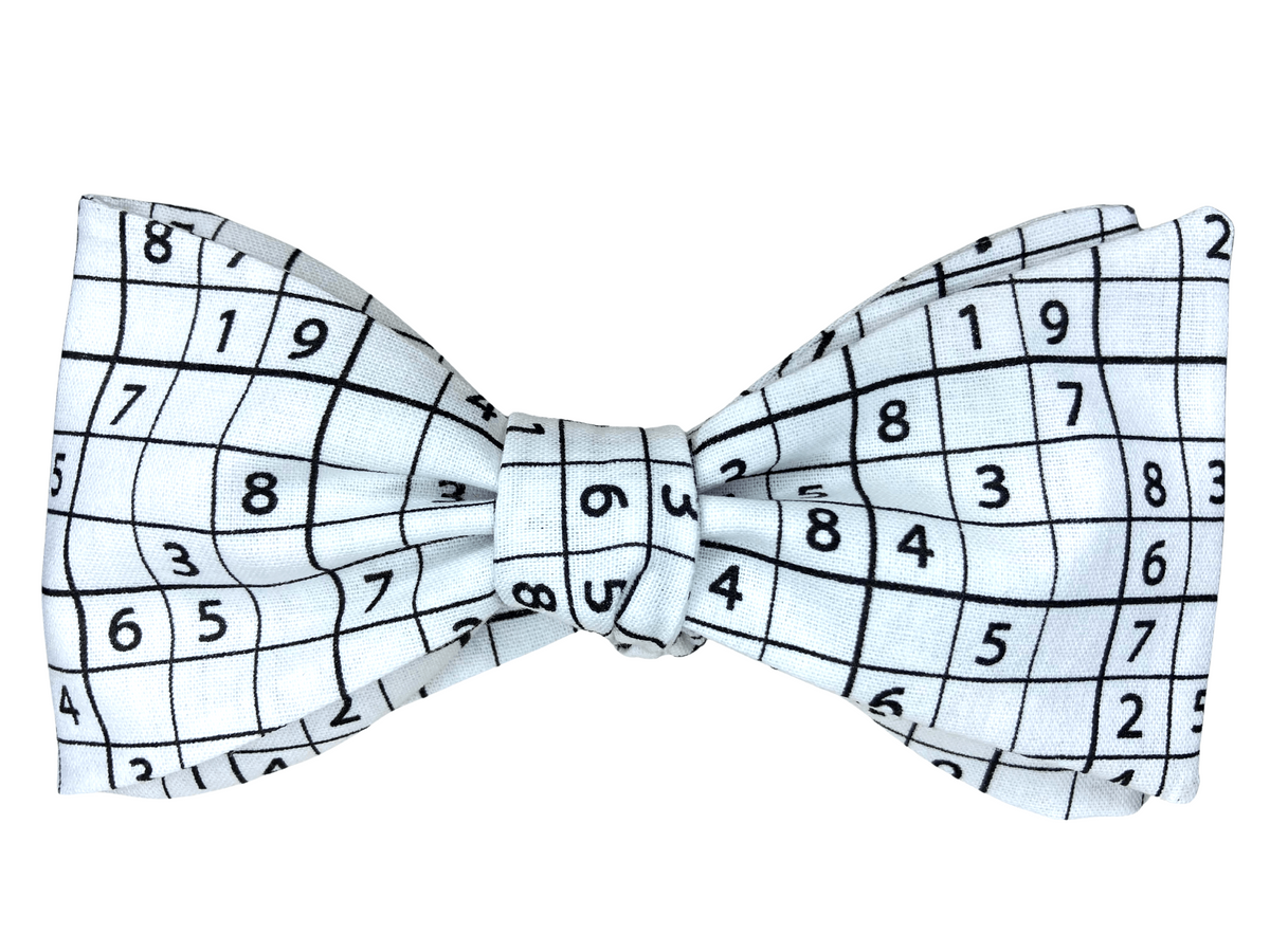 black and white sudoku puzzle self tie bow tie