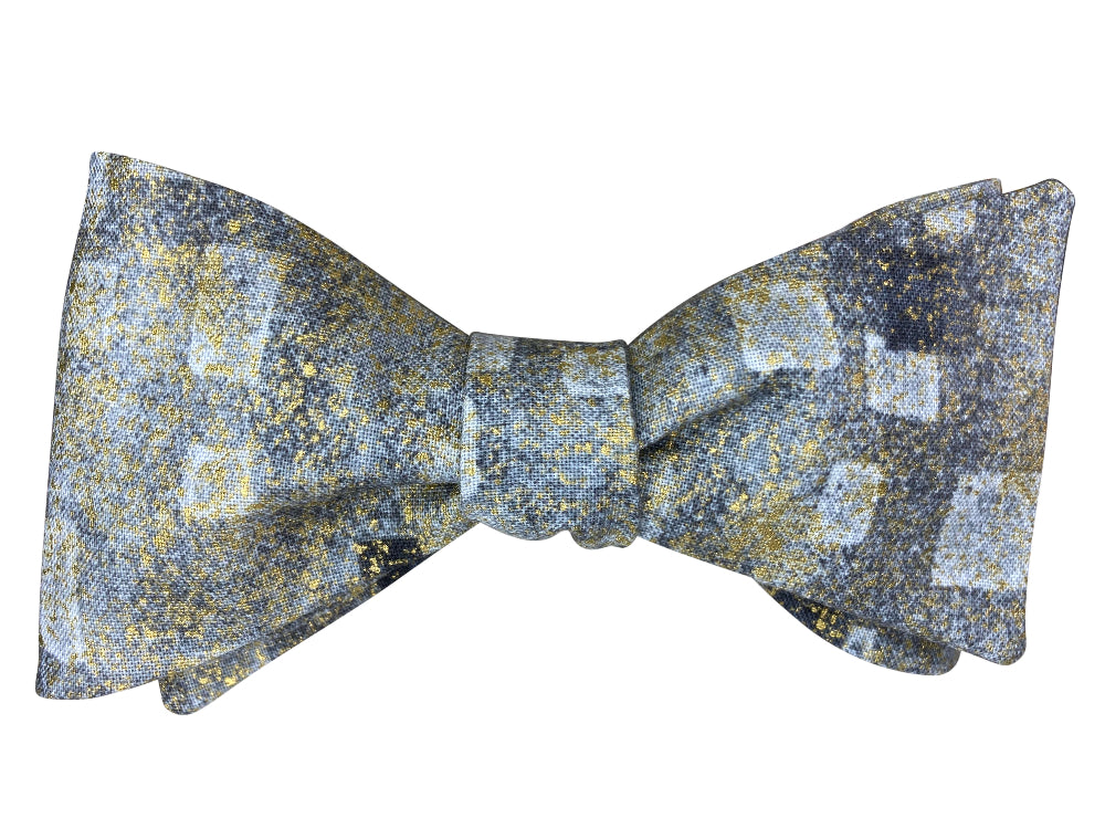 abstract grey and gold gustav klimt self tie bow tie
