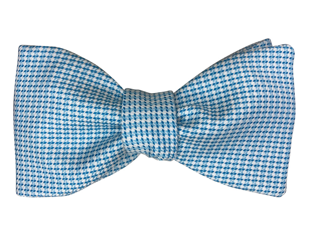 aqua blue tiny houndstooth bow tie