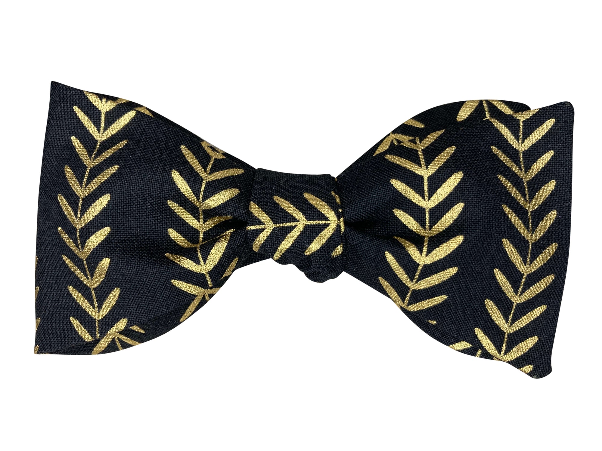 black and gold olive leaves self tie bow tie