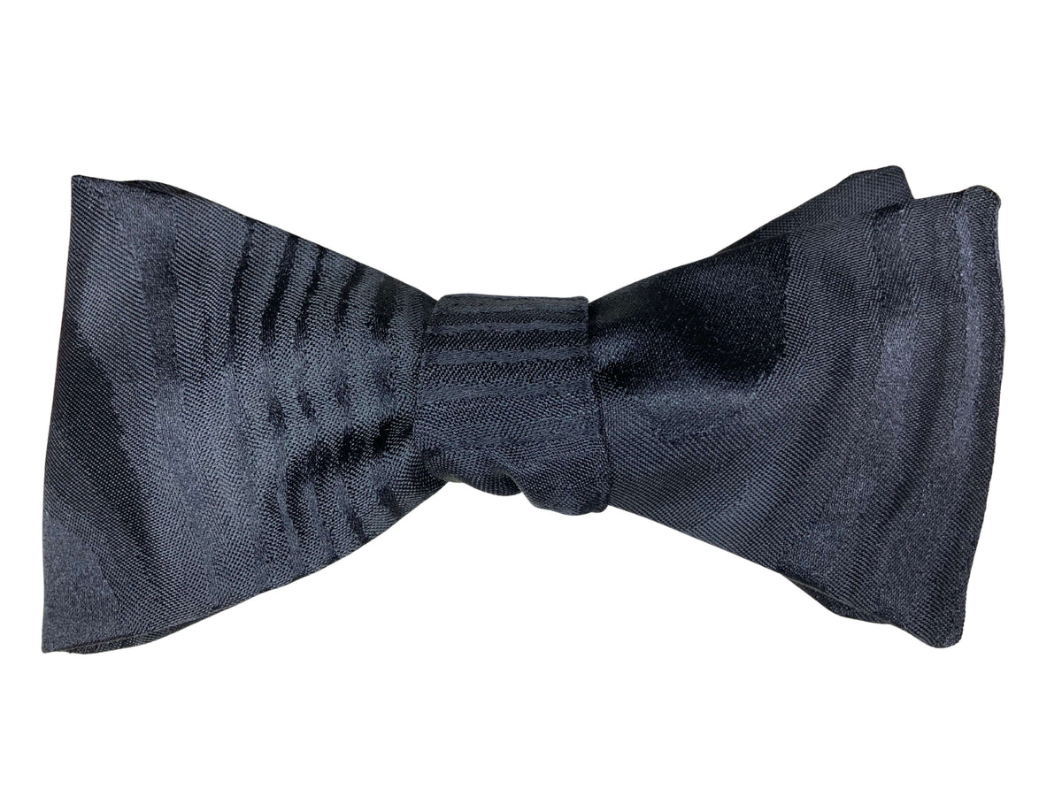 Black Moire Silk Bow Tie