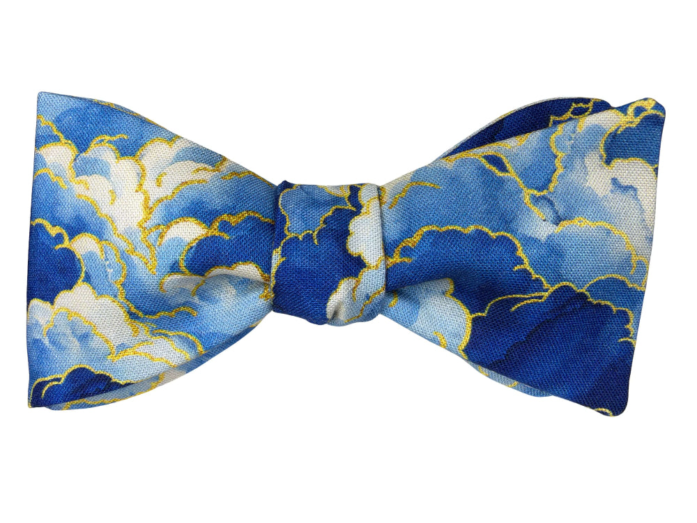 blue clouds self tie bow tie