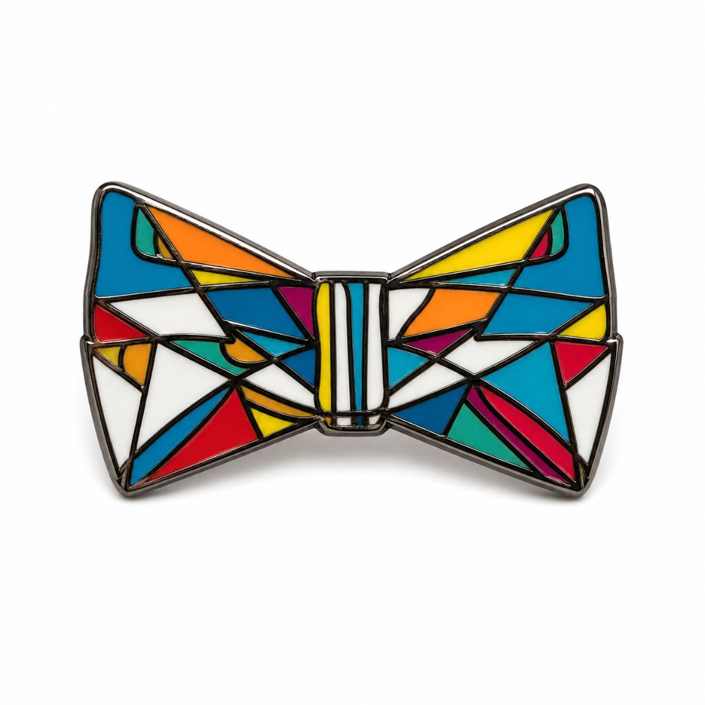 colourful blue eyes bow ties enamel pin badge
