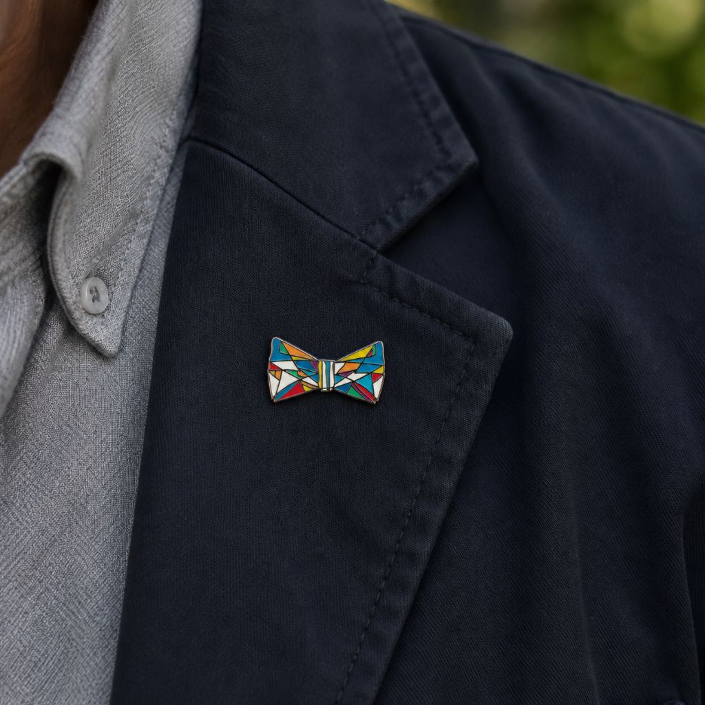 colourful blue eyes bow ties enamel pin badge