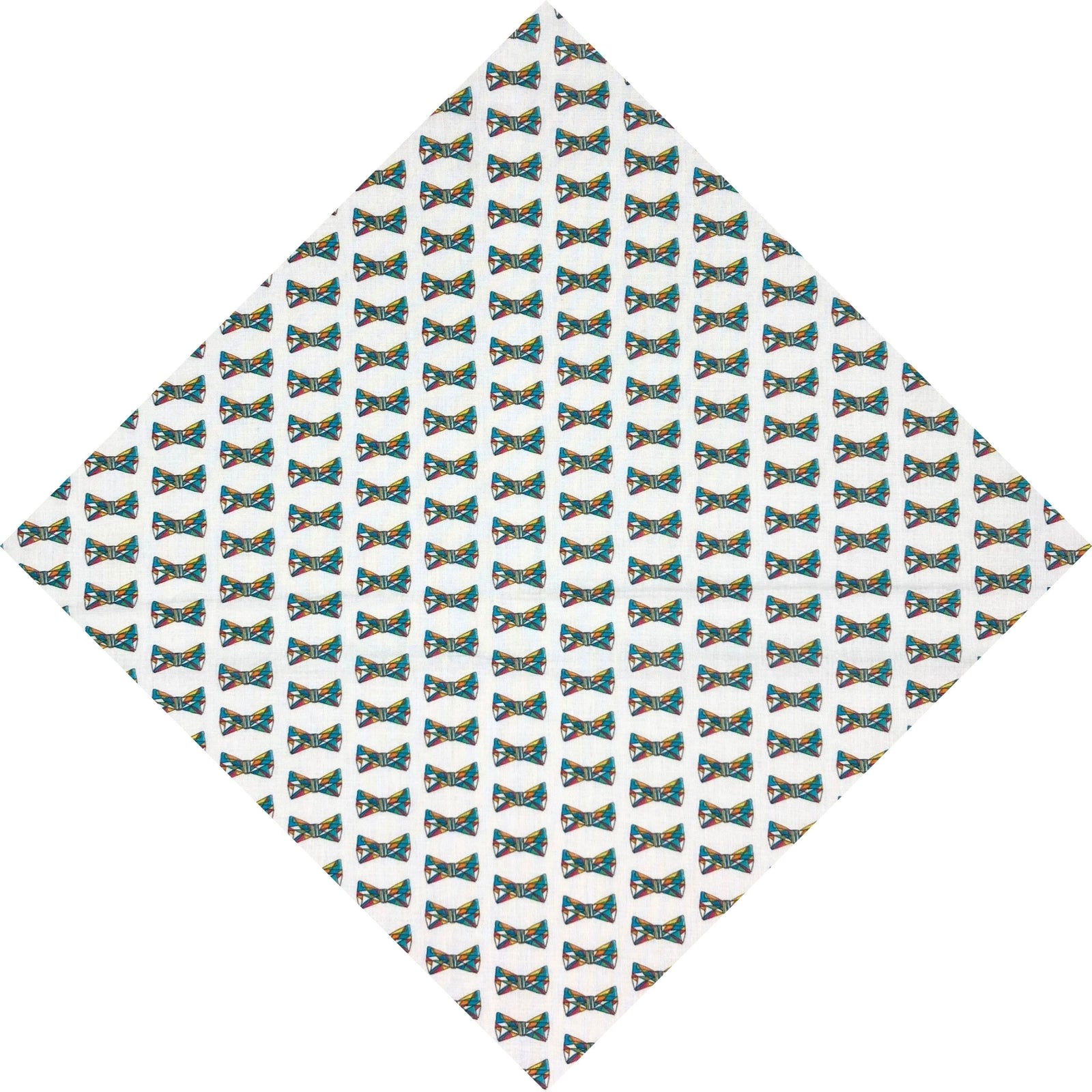 mini colourful bow ties on a white pocket square
