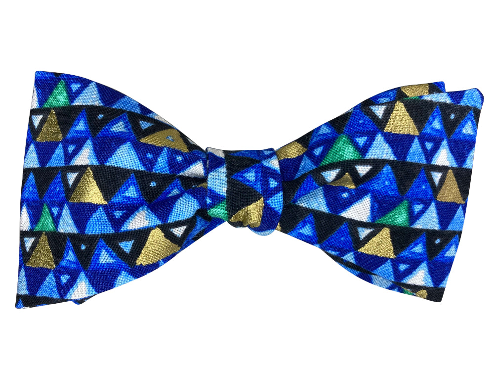 blue and gold triangles gustav klimt self tie bow tie
