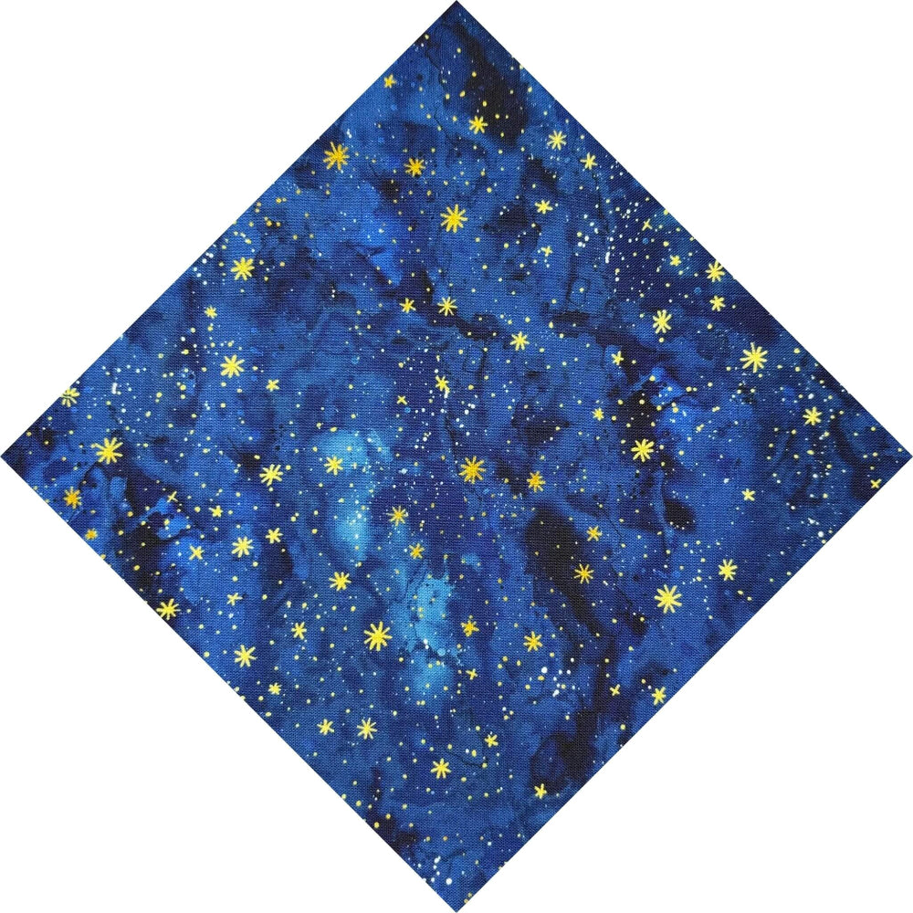 blue night sky with gold stars pocket square