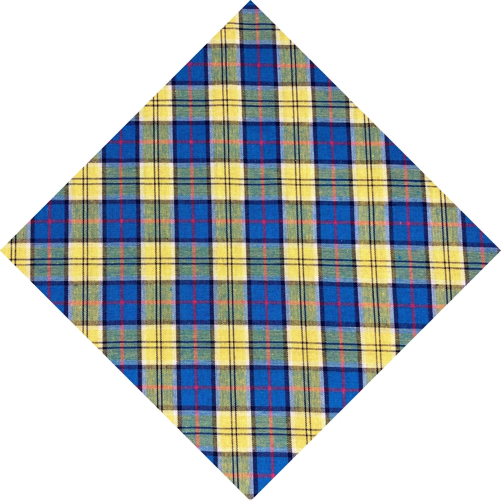 blue yellow and red tartan check pocket square