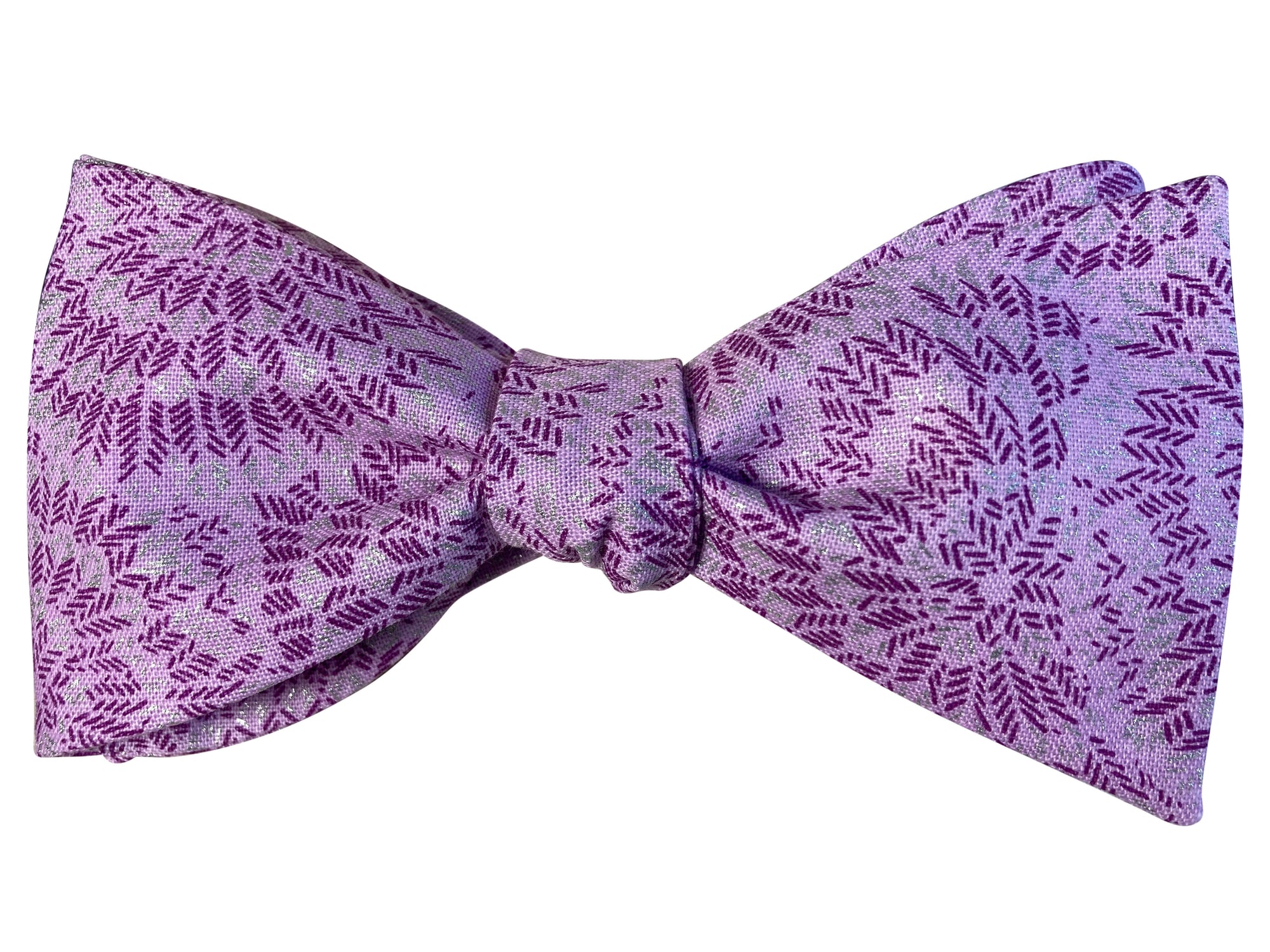 Purple lilac and silver bridgerton style self tie bow tie