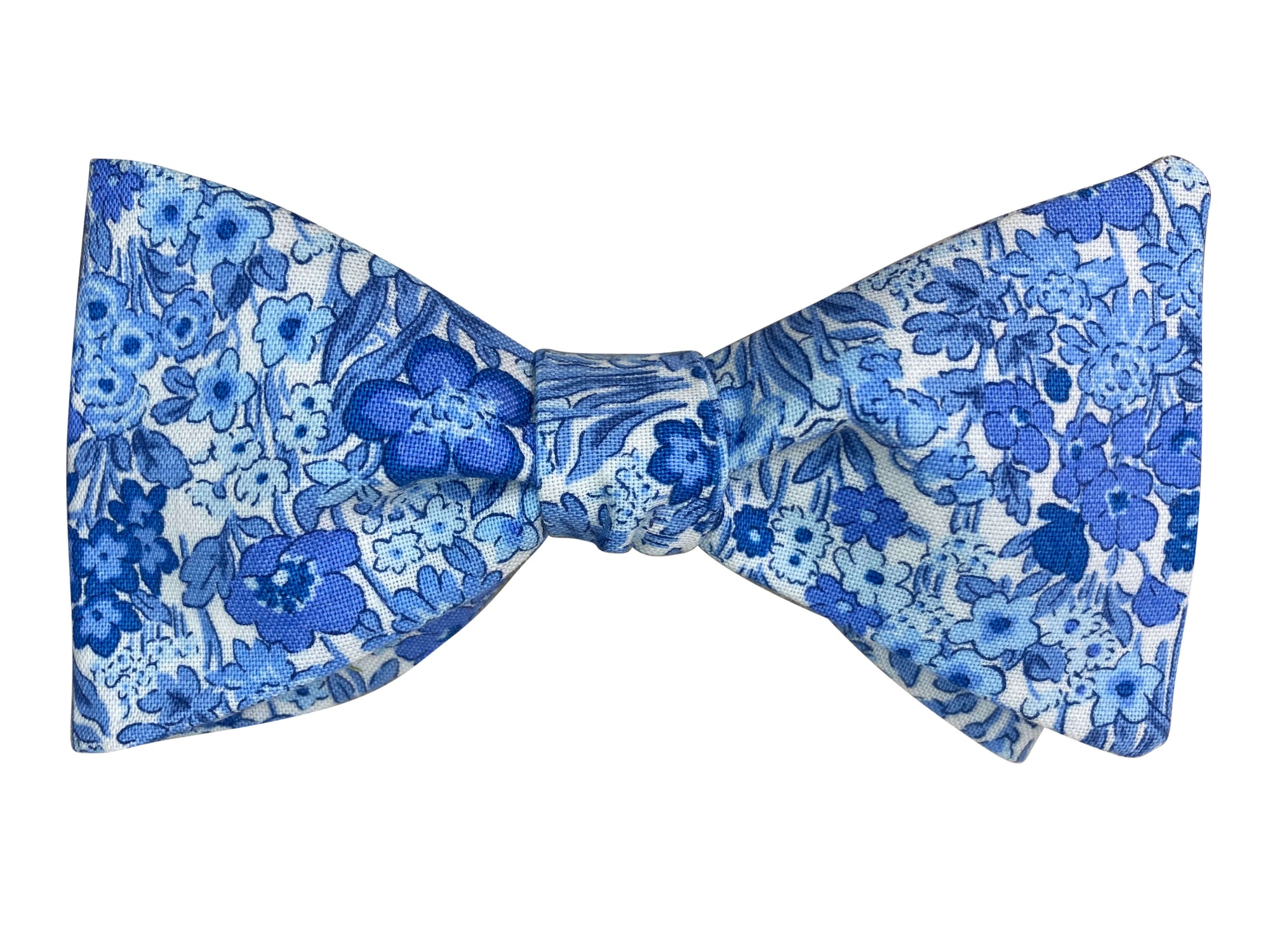 china blue floral self tie bow tie