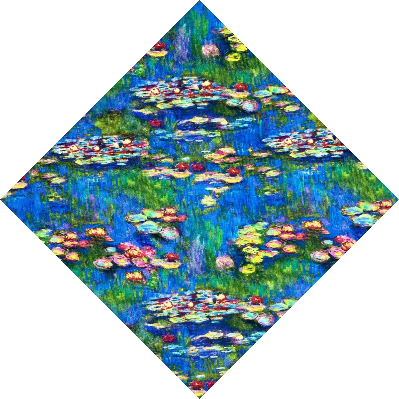 claude monets water liies blue and green pocket square