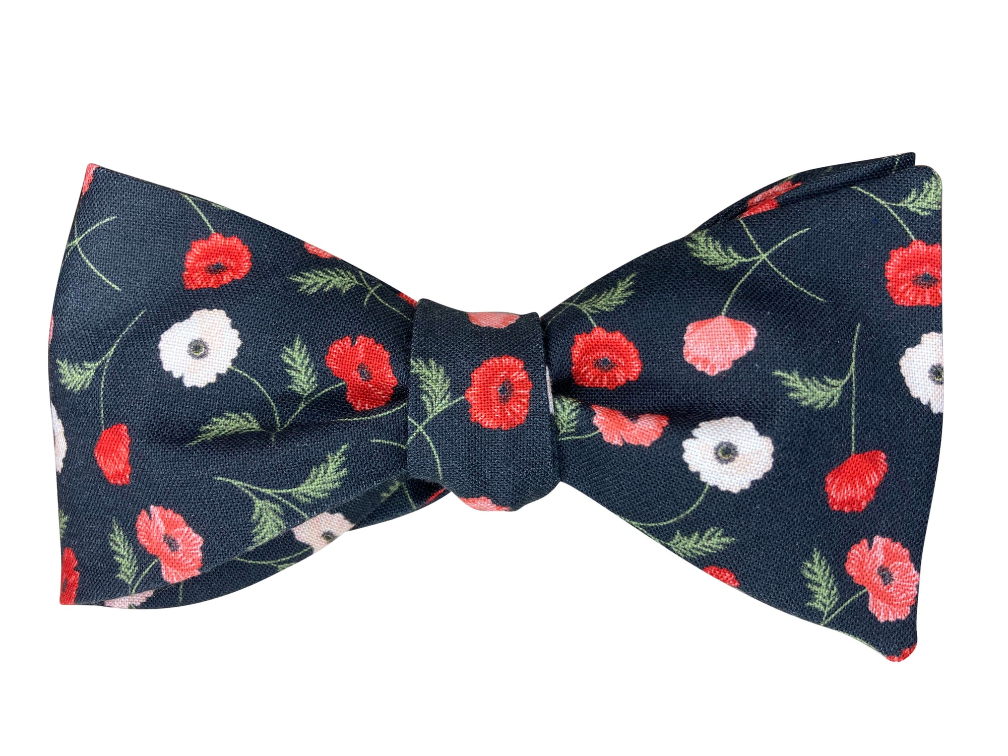 Falling poppies remembrance self tie bow tie