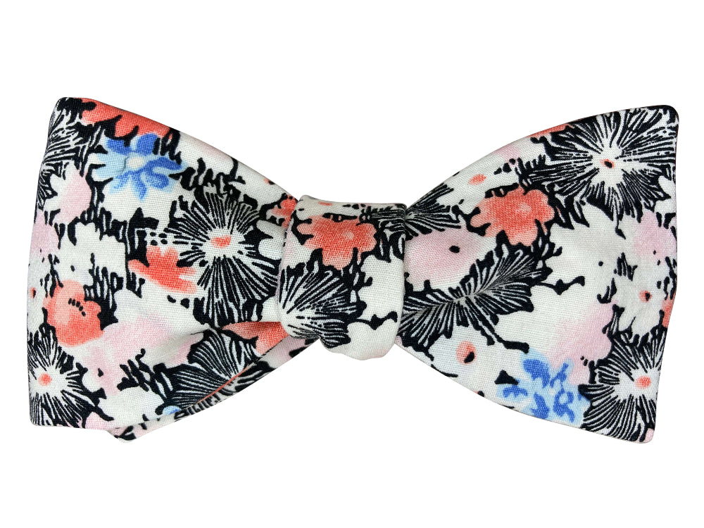 Floral patterned self tie bow tie