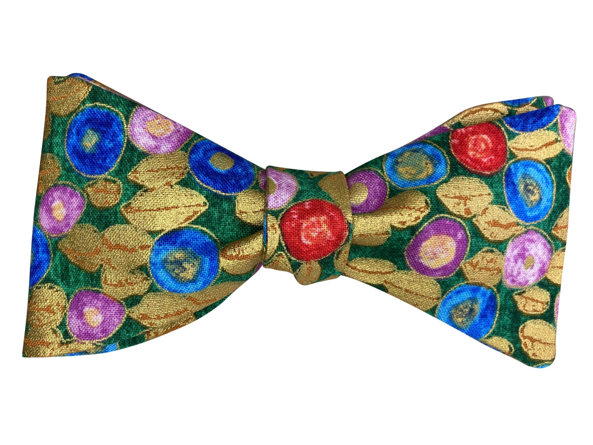 Green and gold Gustav Klimt inspired self tie bow tie