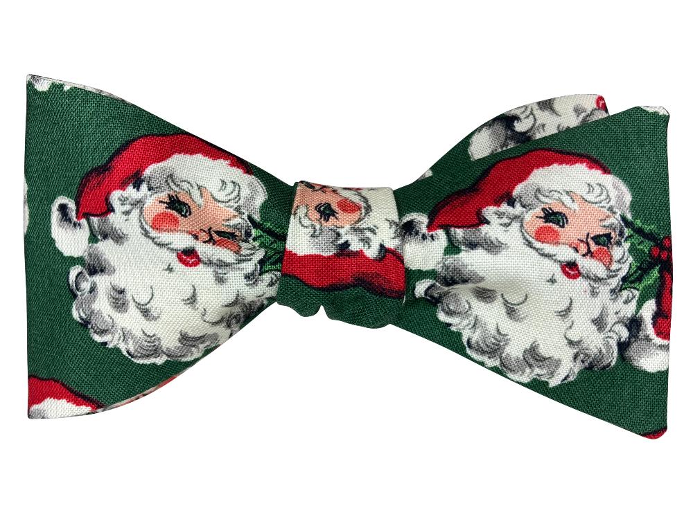 green vintage santa clause self tie bow tie