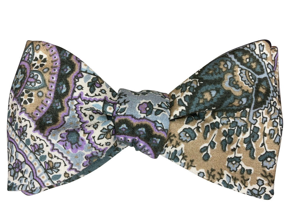 heather paisley self tie bow tie