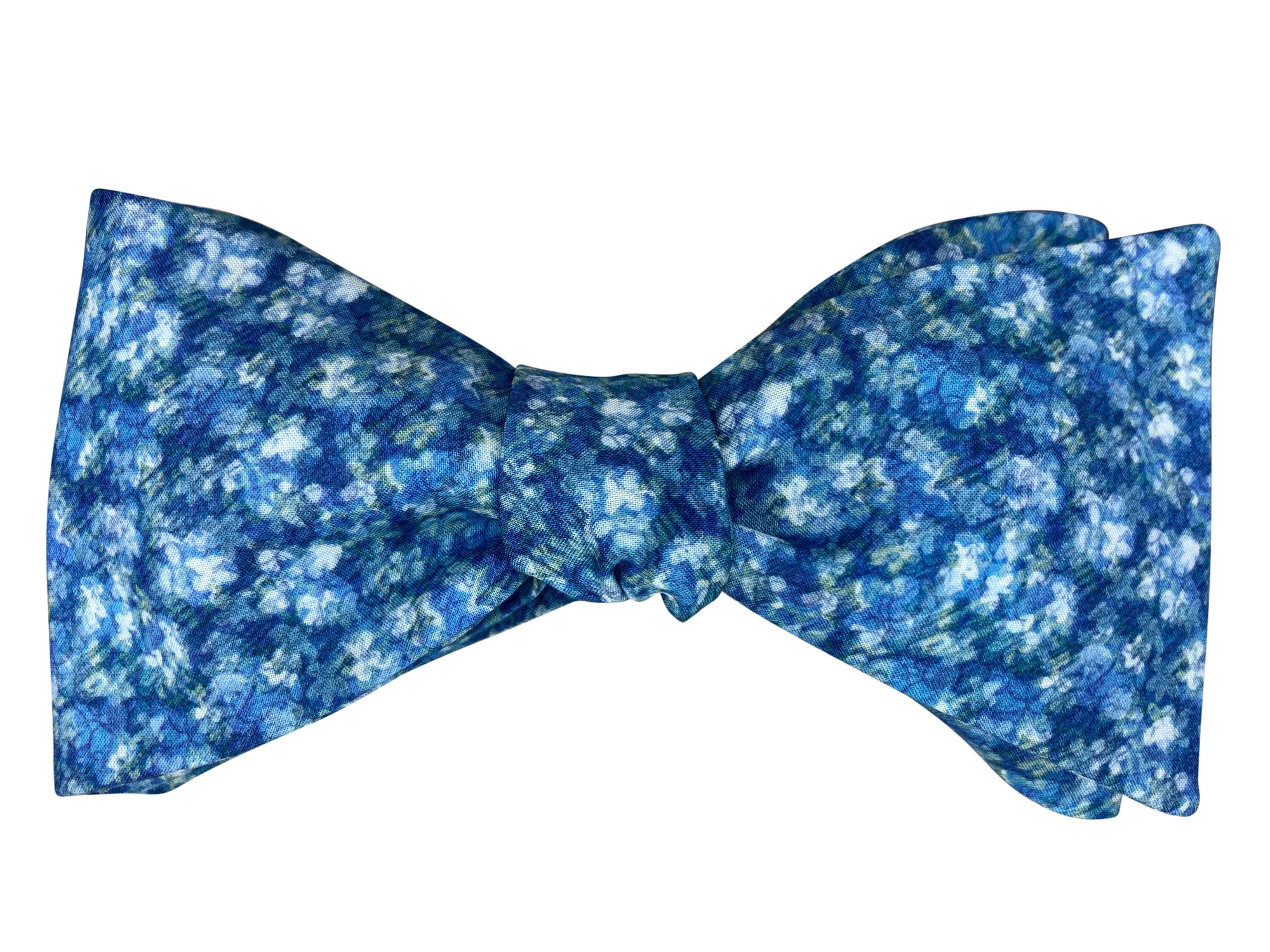 blue misty floral self tie bow tie