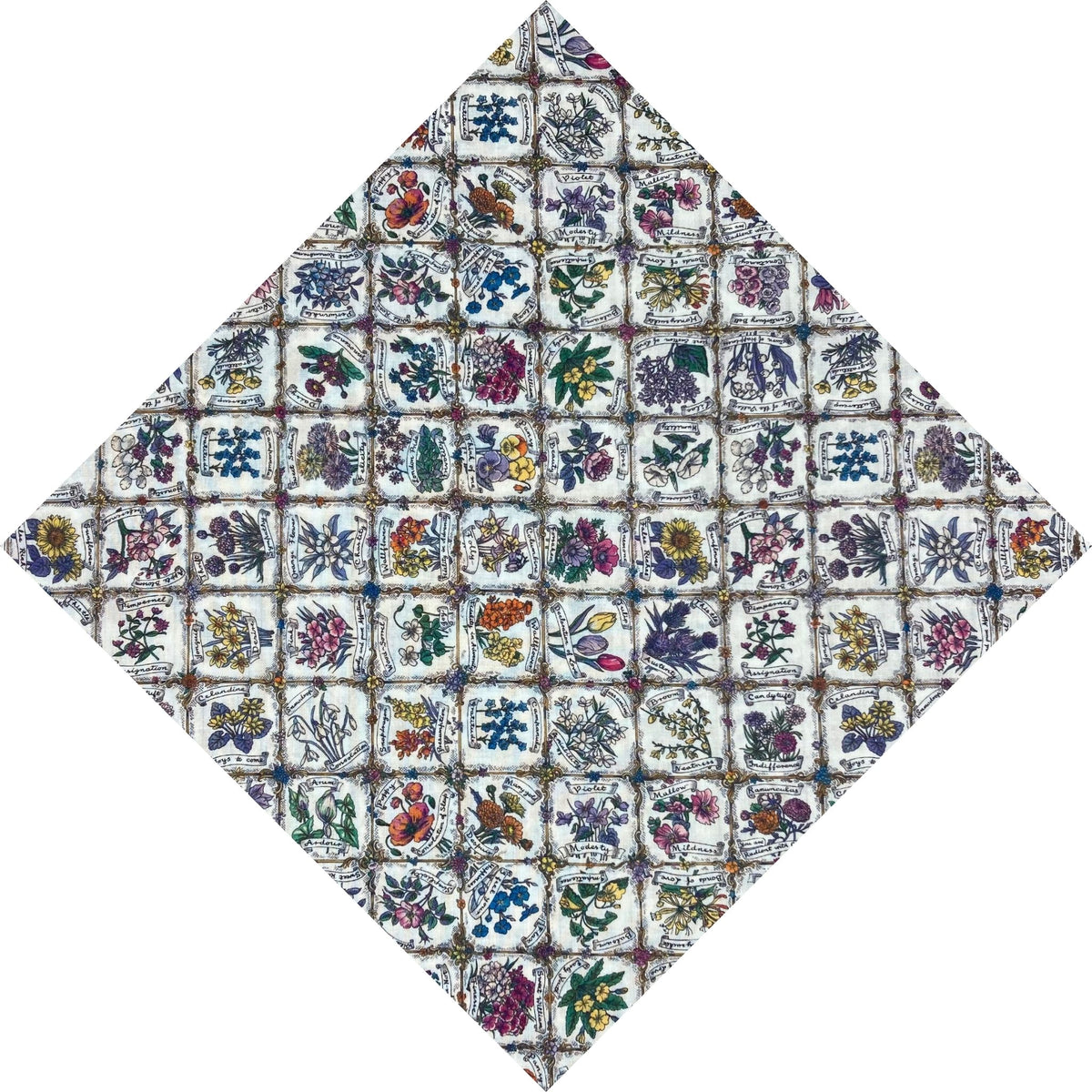 white and colourful mini floral pocket square