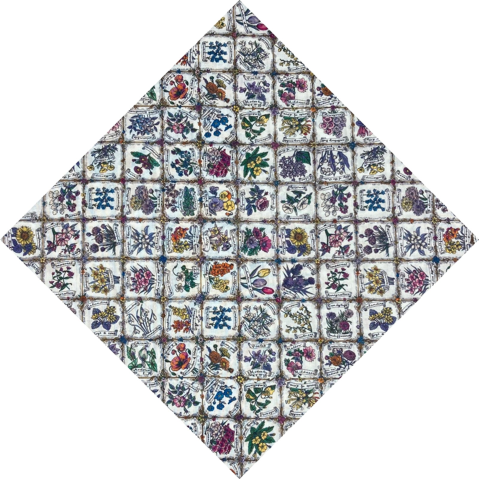 white and colourful mini floral pocket square