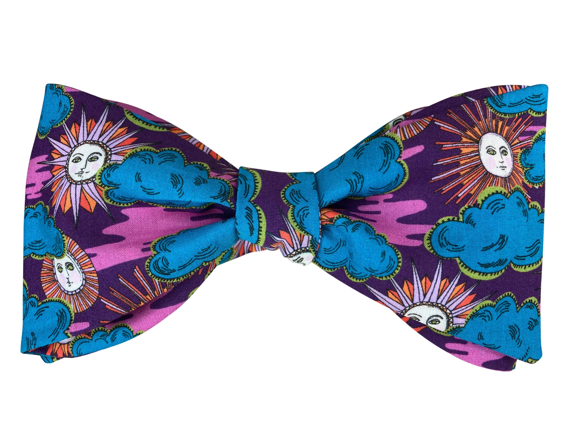 purple sun king self tie bow tie