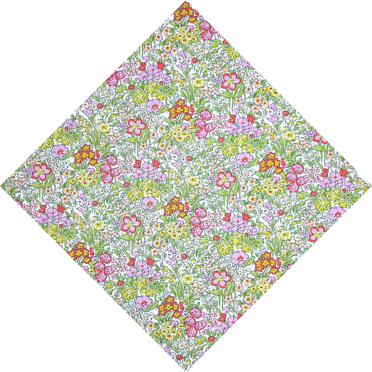 green and pink floral pocket square