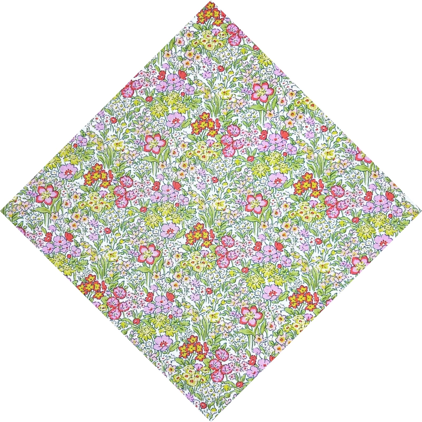green and pink floral pocket square