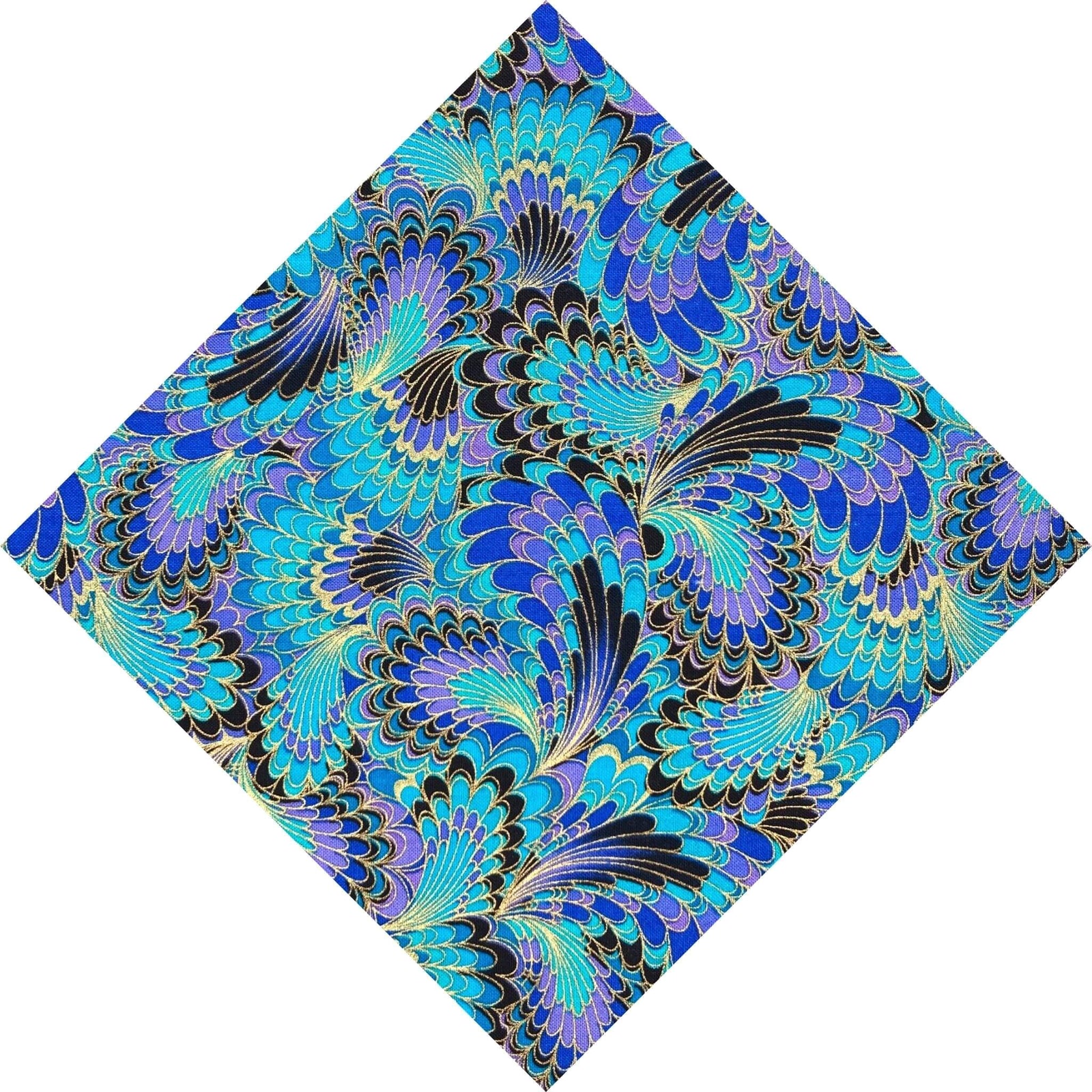 blue, turquoise, purple and gold pocket square