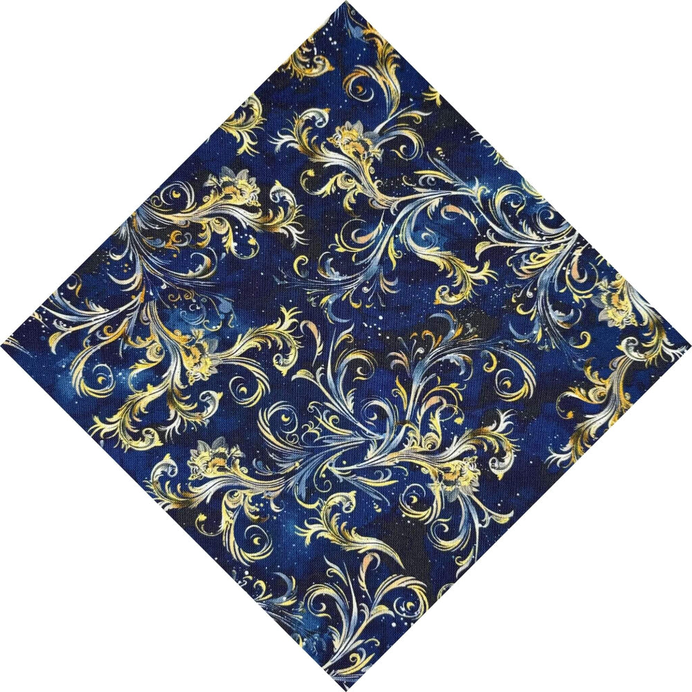navy blue and gold baroque pocket square