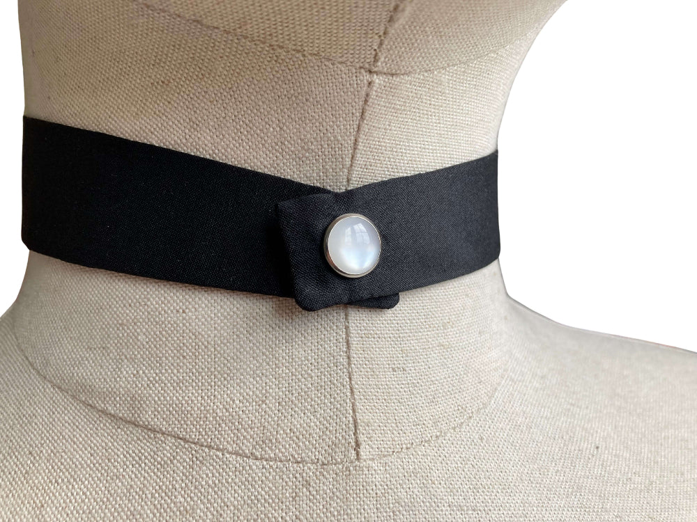 modern continental crossover black silk tie with gold pop stud