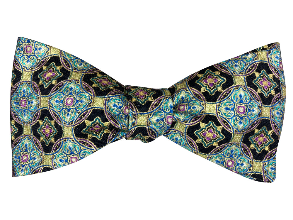 moroccan gold floral self-tie bow tie