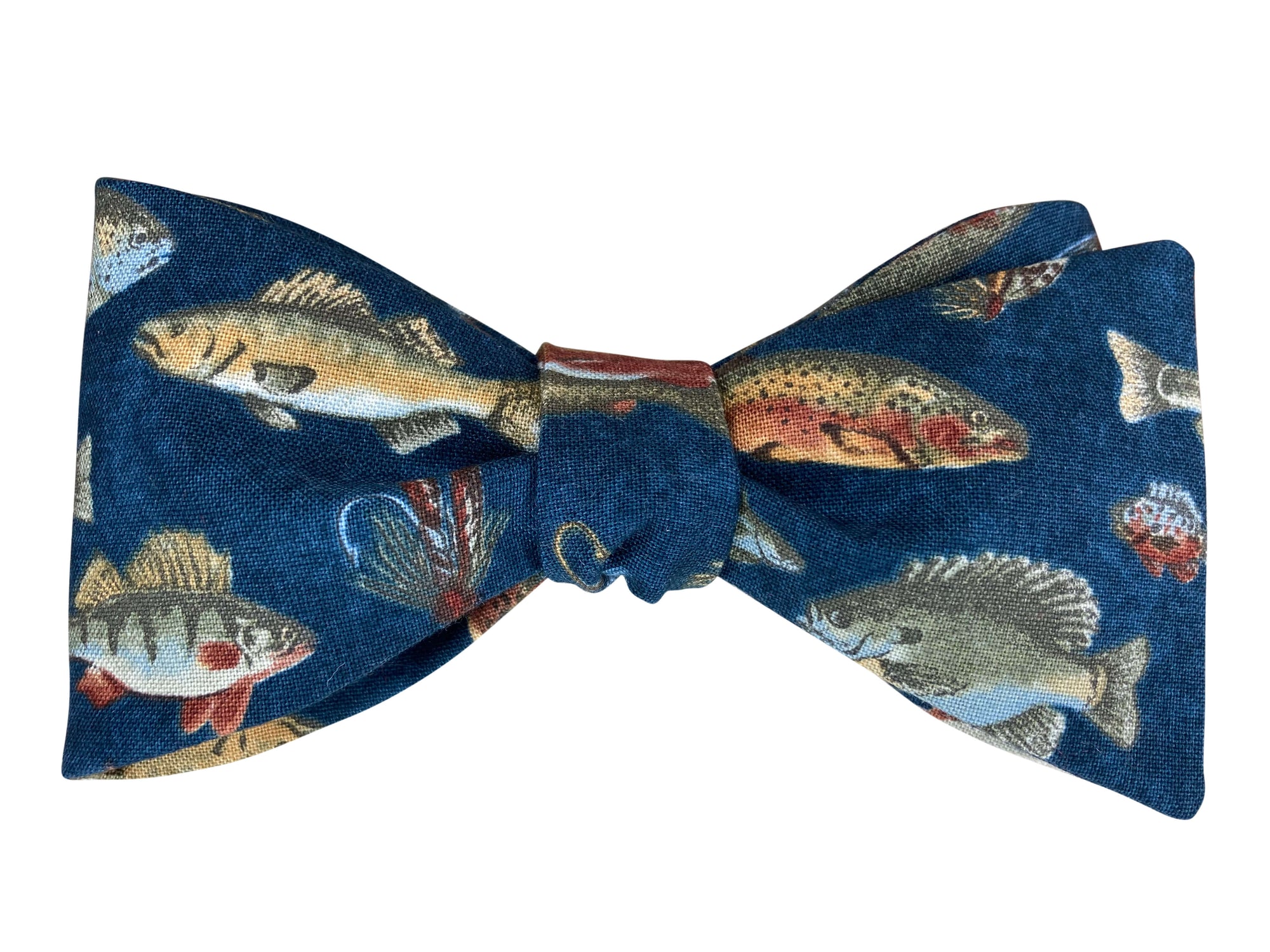 navy blue fishes self-tie-bow-tie