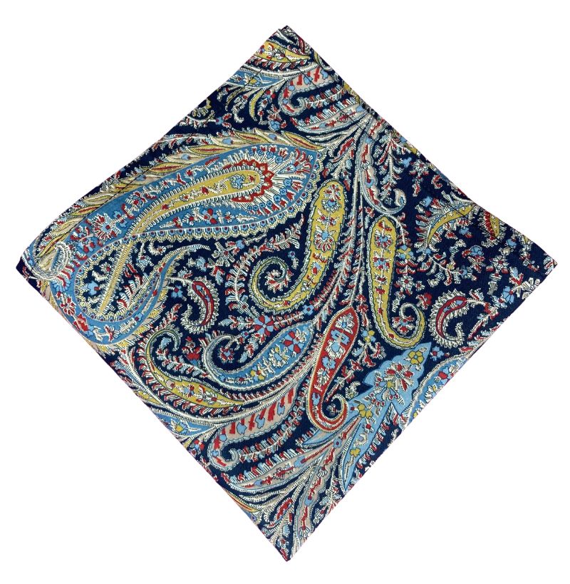 navy blue paisley liberty of london pocket square