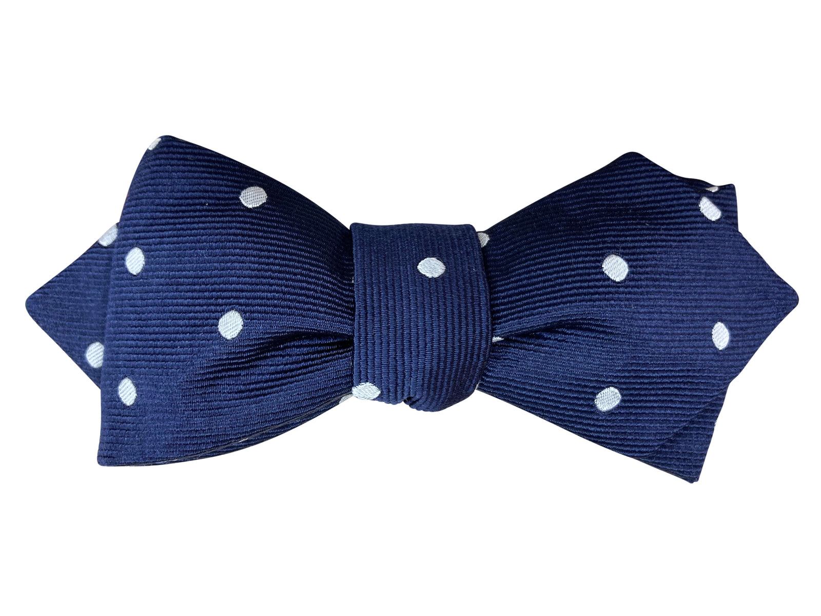 winston churchill bow tie navy blue white polka dot silk self tie bow tie