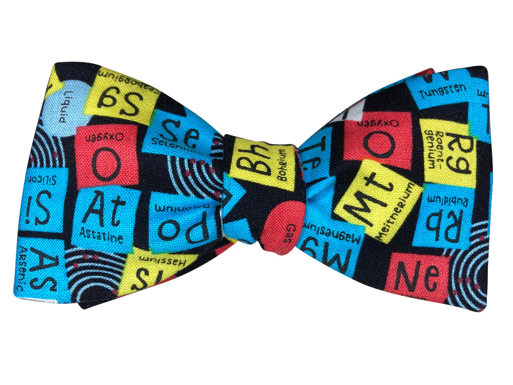 Colourful periodic table elements self tie bow tie