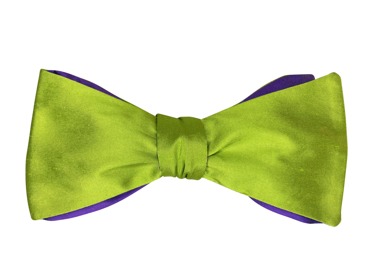 green and purple silk Wimbledon self tie bow tie