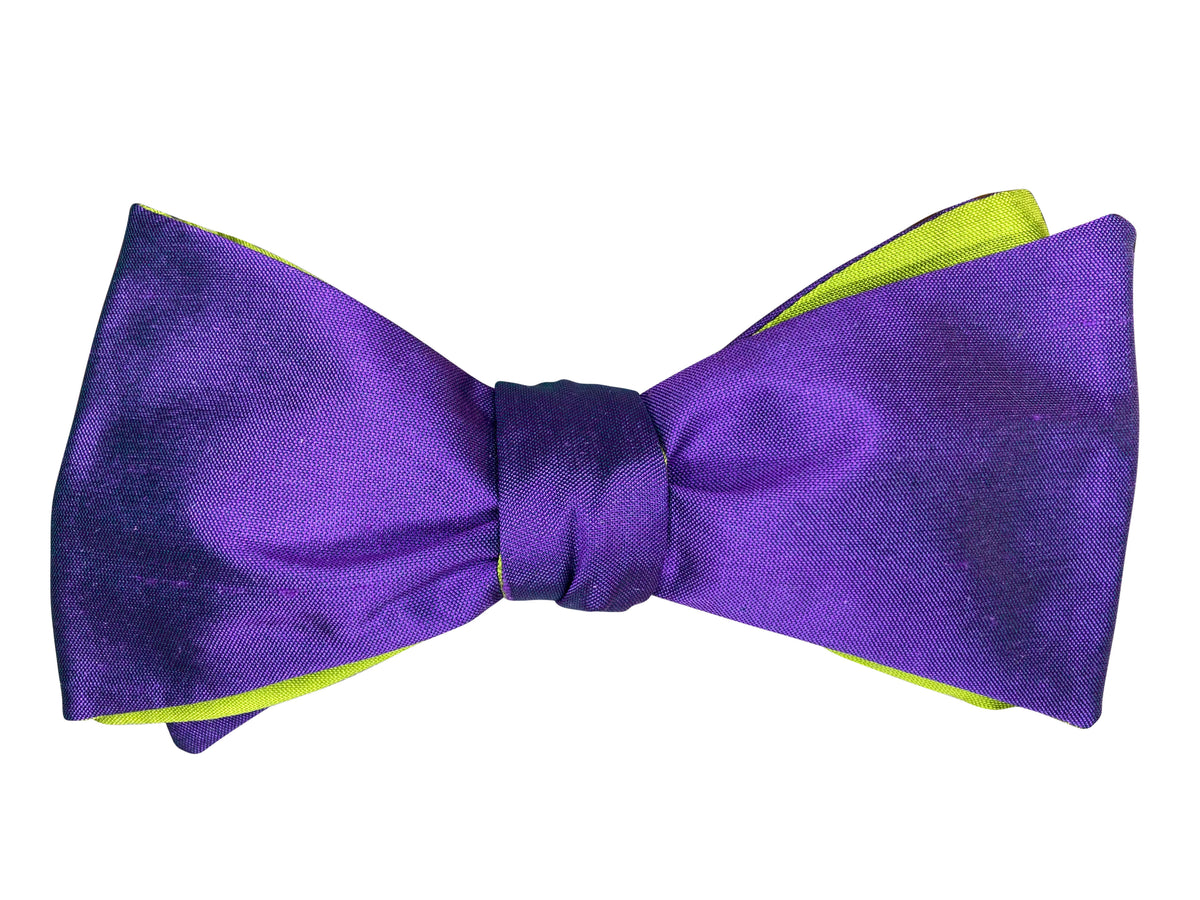green and purple silk Wimbledon self tie bow tie
