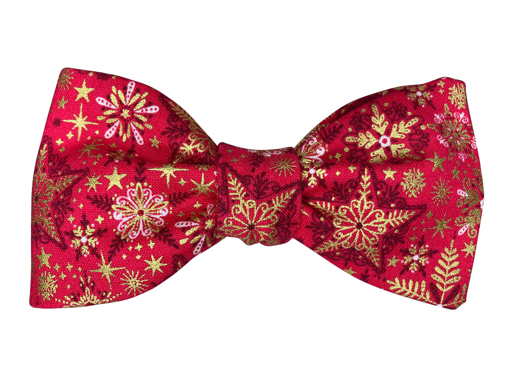 red and gold Christmas stars self tie bow tie