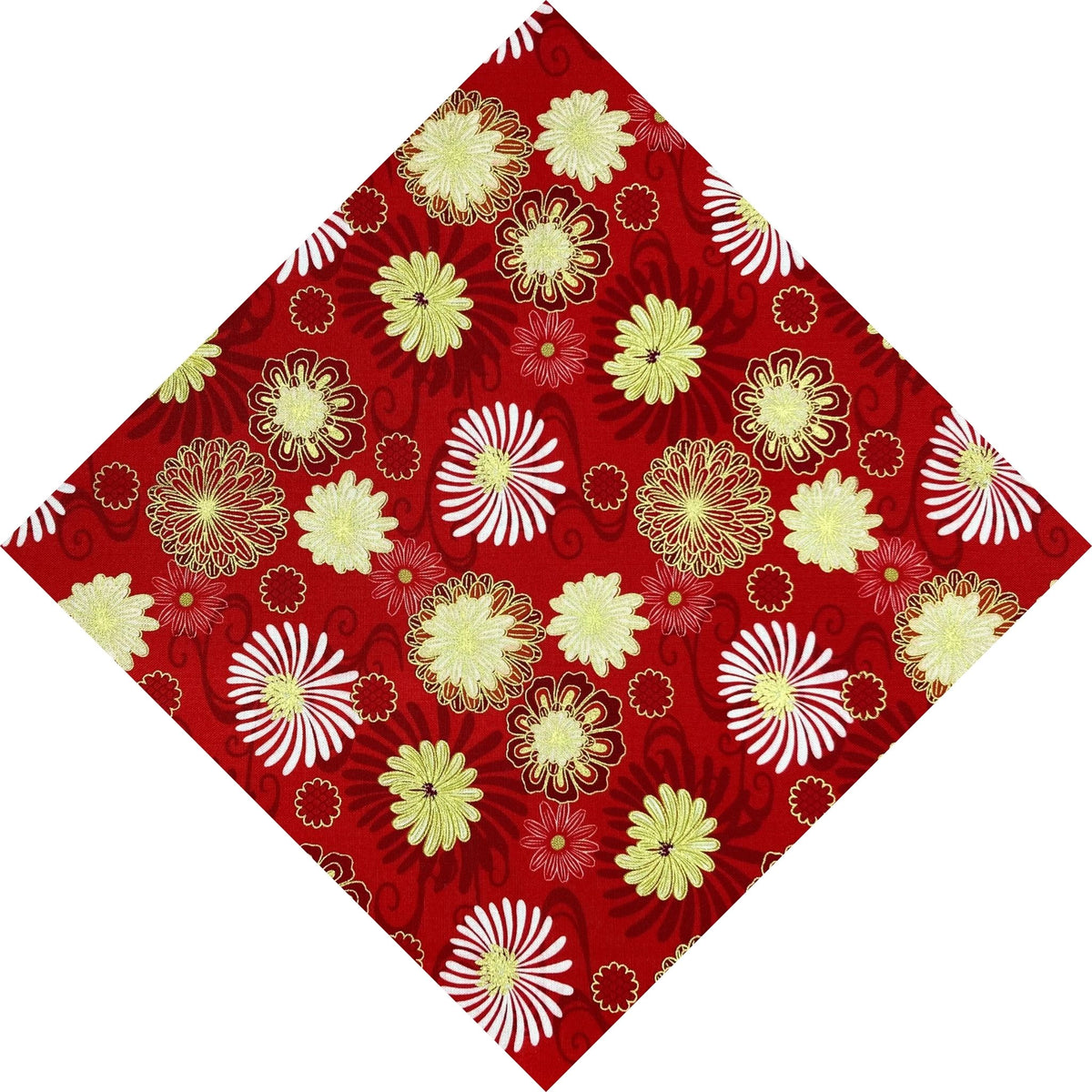 red gold and white floral pocket square