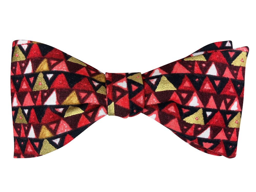 red and gold triangles gustav klimt self tie bow tie