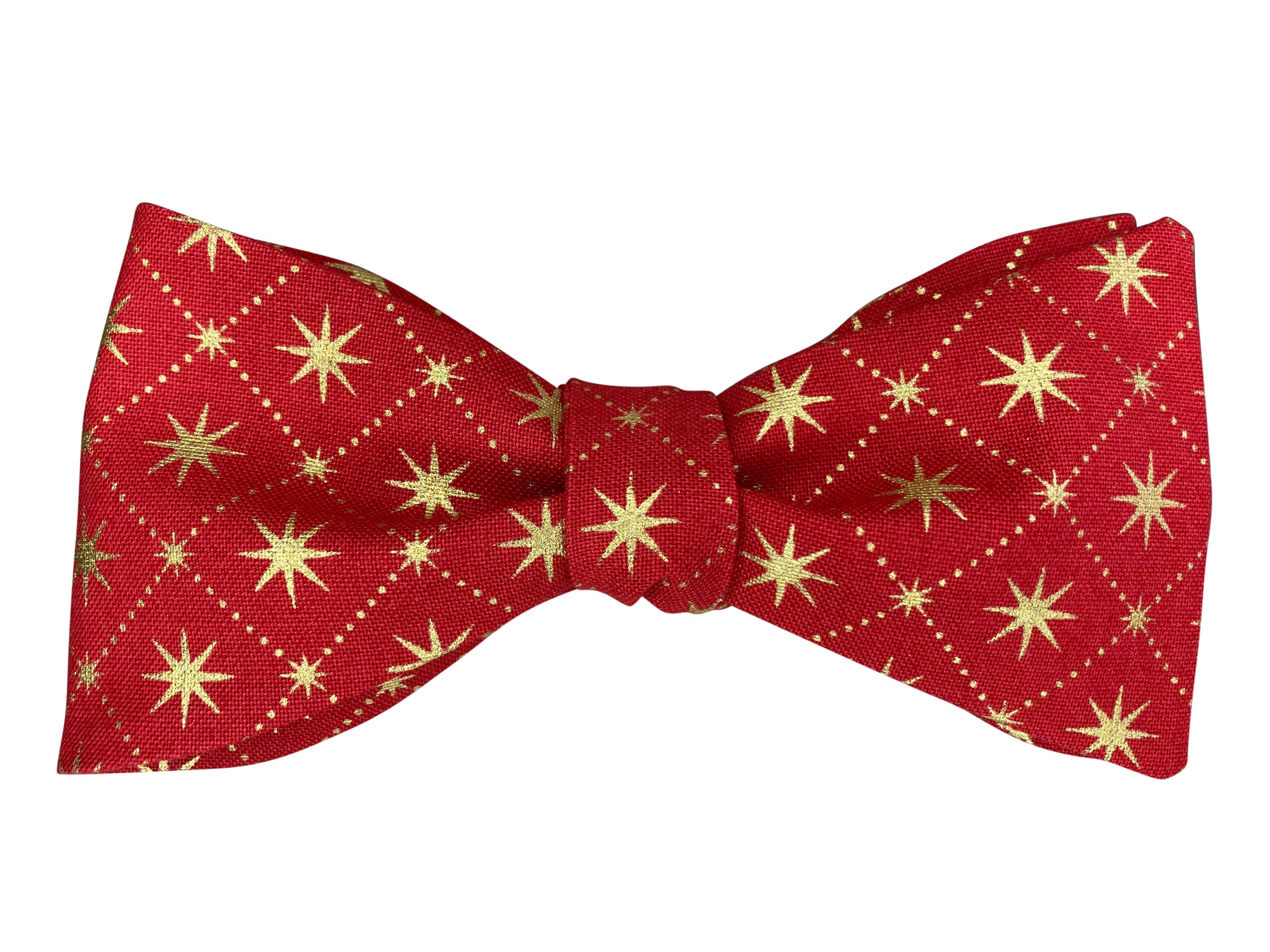 red and gold sparkling stars self tie bow tie