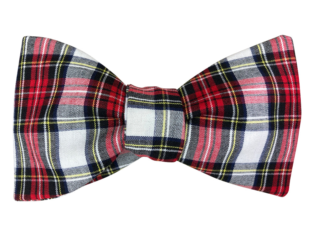 stewart dress tartan red and white tartan self tie bow tie